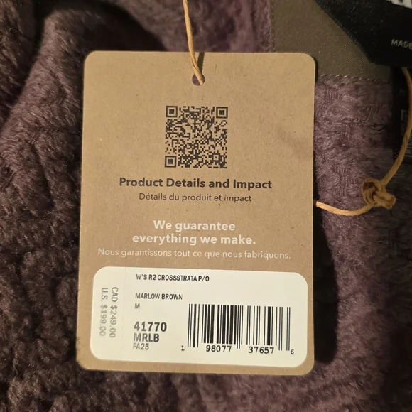 Patagonia Women's R2 Crossstrata Pullover Marlow Brown Medium - Picture 4 of 4